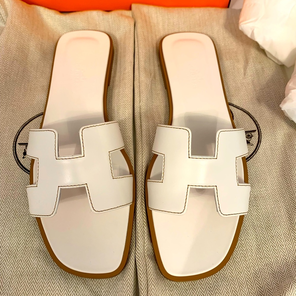 Hermes Oran Sandals white size 38